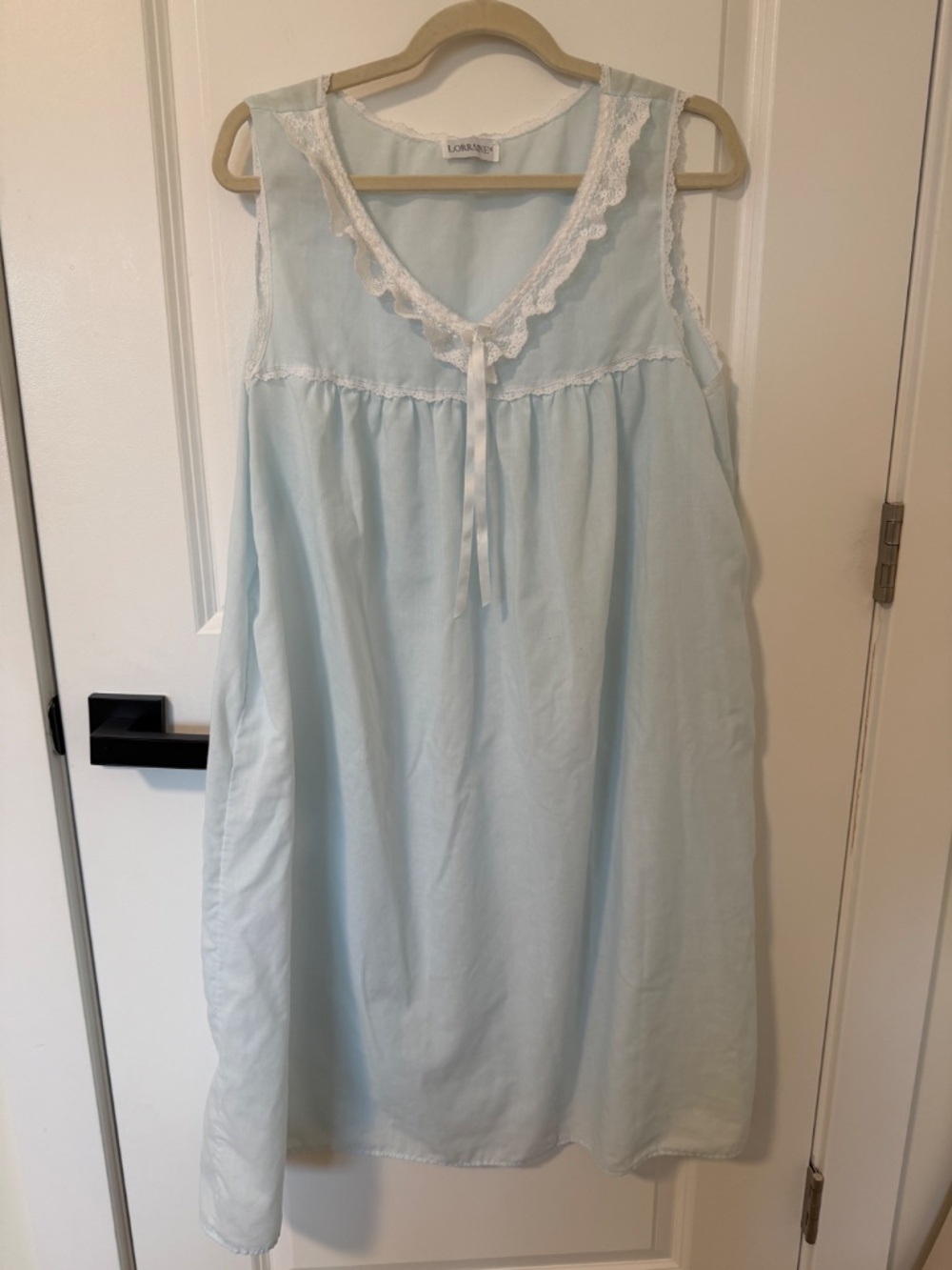 Vintage Light Blue Nightgown with Ribbon and Lace